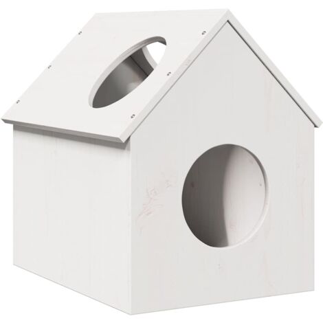 Casa para gatos madera maciza pino blanca 41x50x50 cm vidaXL (1/5)