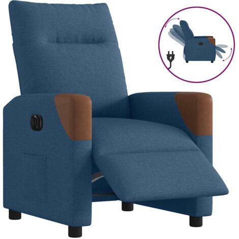 Sillón reclinable eléctrico tela azul vidaXL