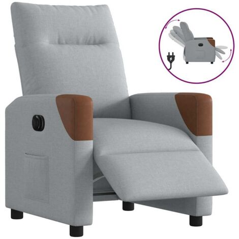 Sillón reclinable eléctrico tela gris claro vidaXL (1/5)