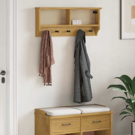 Perchero de pared SANDNES madera maciza de pino 87x12x35 cm vidaXL