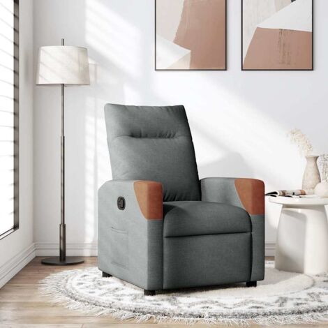 Sillón reclinable de tela gris oscuro vidaXL