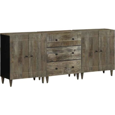 Aparadores 3 uds de madera maciza de mango gris claro vidaXL (1/5)