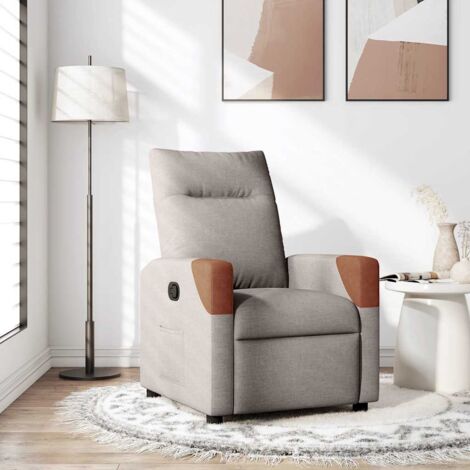 Sillón reclinable de tela gris taupe vidaXL