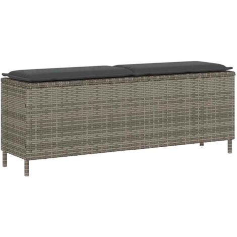Banco de jardín con cojín gris 110x30x40,5 cm ratán sintético vidaXL