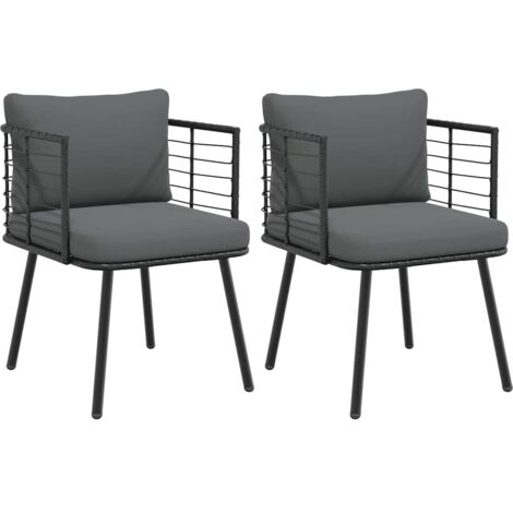 Sillones de jardín con cojines 2 uds ratán sintético negro vidaXL (1/5)
