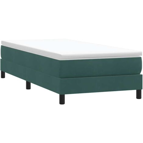 Cama box spring sin colchón verde oscuro terciopelo 80x220 cm vidaXL