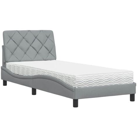 Cama con colchón tela gris claro 90x190 cm vidaXL (1/5)