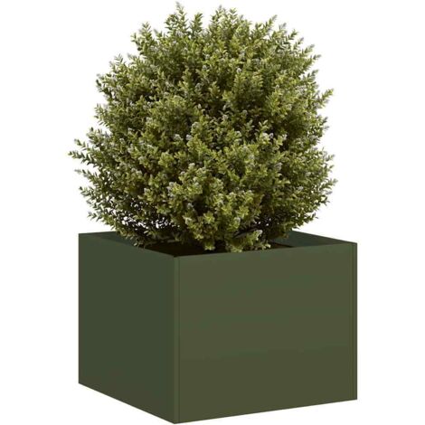 Jardinera acero verde oliva 40x40x30 cm vidaXL