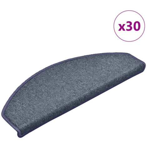 Felpudos para escaleras 30 unidades 65x24x4 cm Gris oscuro y azul Semicircular Grande vidaXL