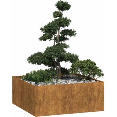 Jardinera oxidada 100x100x40 cm acero corten vidaXL