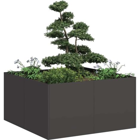 Jardinera de acero laminado en frío negro 80x80x40 cm vidaXL