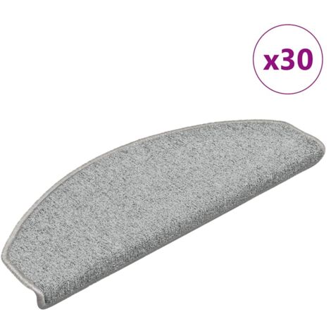 Felpudos para escaleras 30 unidades 65x24x4 cm Gris Claro Semicircular Grande vidaXL