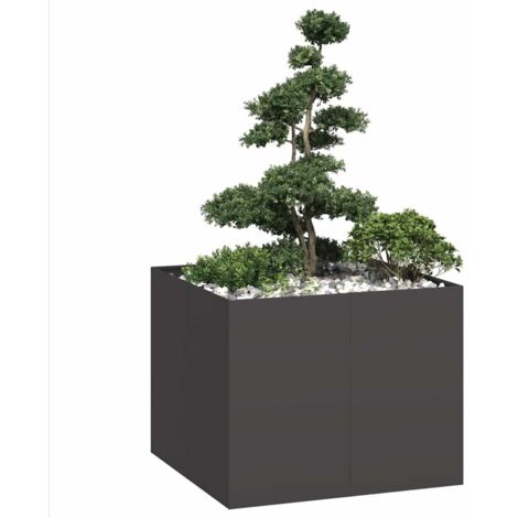 Jardinera acero negro 100x100x80 cm vidaXL