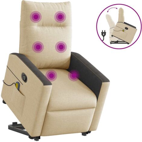 Silla de masaje reclinable de pie de tela color crema vidaXL (1/5)