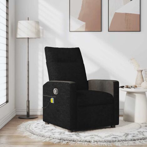 Sillón reclinable de masaje de tela negro vidaXL (1/5)