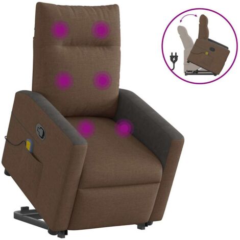Silla de masaje reclinable de pie de tela marrón vidaXL (1/5)