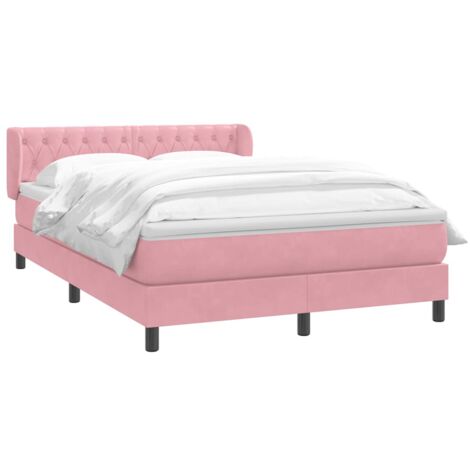 Cama box spring con colchón terciopelo rosa 160x220 cm vidaXL