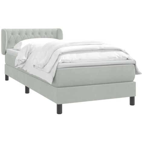 Cama box spring con colchón terciopelo gris claro 90x210 cm vidaXL