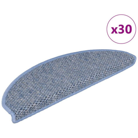 Alfombra autoadhesiva escalera sisal 30 uds 56x17x3 cm azul vidaXL