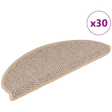 Alfombra autoadhesiva escalera sisal 30 uds beige claro vidaXL