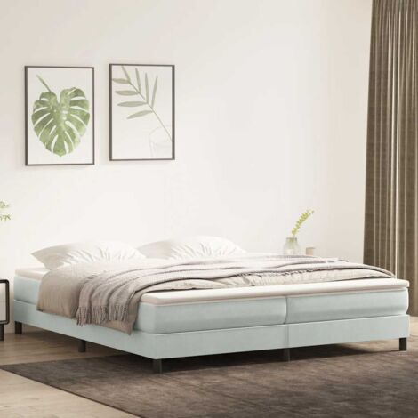 Cama box spring con colchón terciopelo gris claro 200x220 cm vidaXL