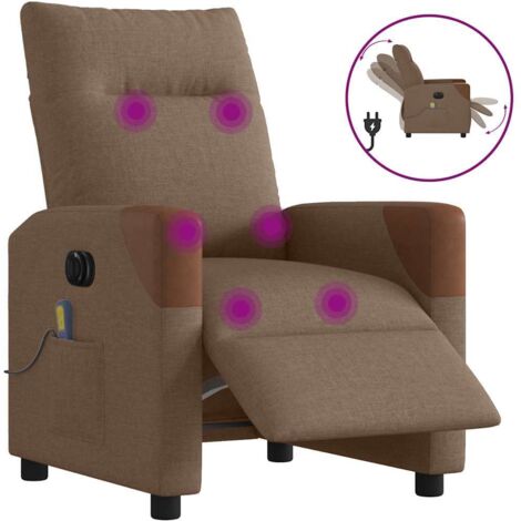Sillón reclinable de masaje eléctrico tela marrón vidaXL