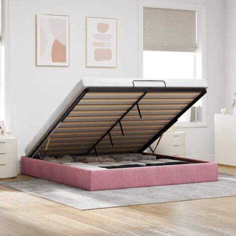 Estructura cama otomana sin colchón terciopelo rosa 160x200 cm vidaXL (1/5)