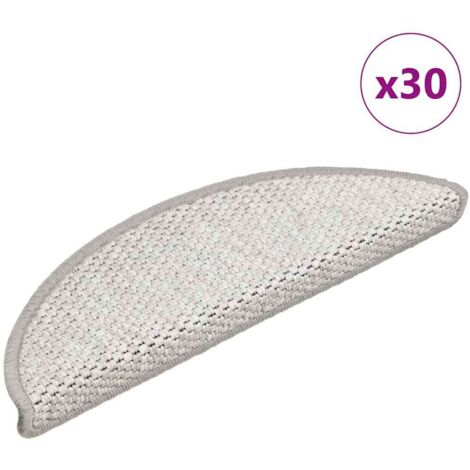 Alfombrilla autoadhesiva escalera sisal 30uds Platina 56x17x3cm vidaXL