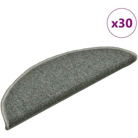 Felpudos para escaleras 30 unidades 56x17x3 cm Verde oscuro Semicircular vidaXL