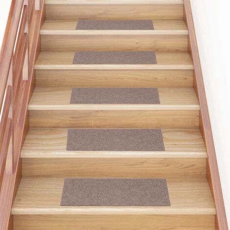 Felpudos autoadhesivos para escaleras, 30 unidades, 60 x 25 cm, marrón claro, rectangulares vidaXL