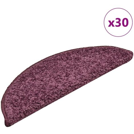 Felpudos para escaleras (30 unidades, 56 x 17 x 3 cm, morado oscuro, semicirculares) vidaXL
