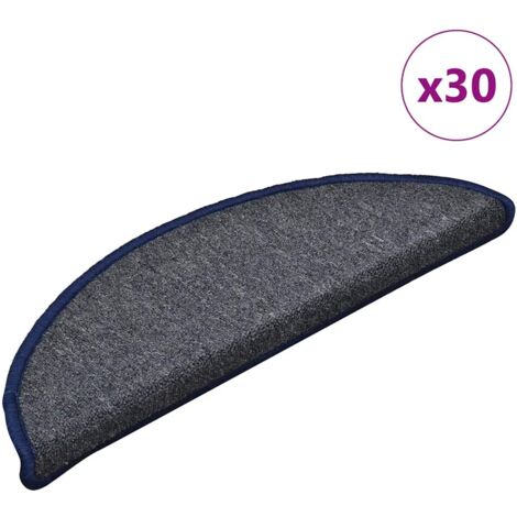 Felpudos para escaleras (30 unidades, 56 x 17 x 3 cm, gris oscuro y azul, semicirculares) vidaXL