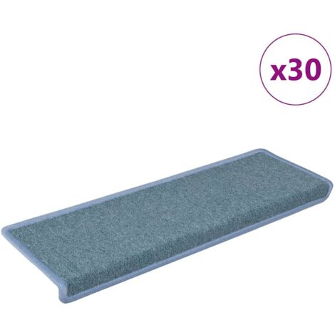 Alfombrillas para escaleras 30 unidades 65x21x4 cm Azul Mar Borde Rectangular vidaXL
