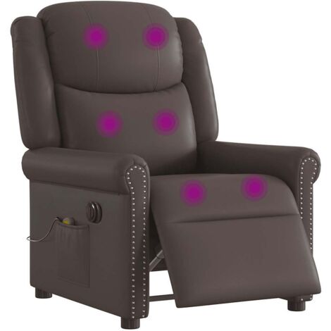 Sillón reclinable de masaje eléctrico marrón brillante vidaXL