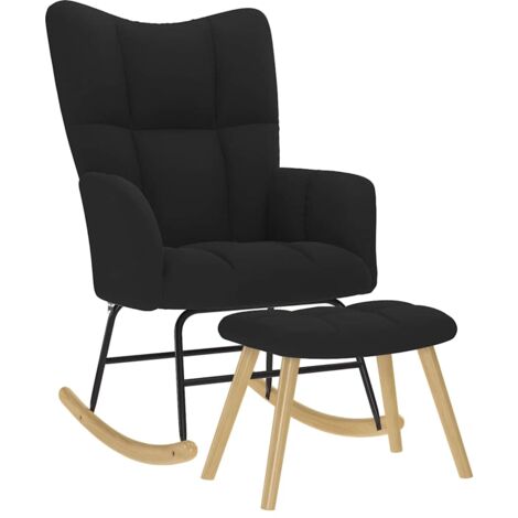 Sillón mecedora con taburete tela negro vidaXL
