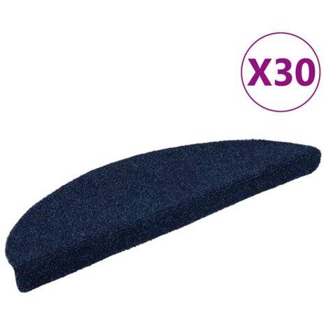 Felpudos autoadhesivos para escaleras, 30 unidades, 56 x 17 x 3 cm, color azul marino, semicirculares vidaXL