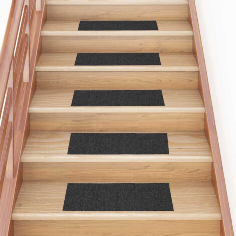 Felpudos autoadhesivos para escaleras, 30 unidades, 60 x 25 cm, antracita, rectangulares vidaXL