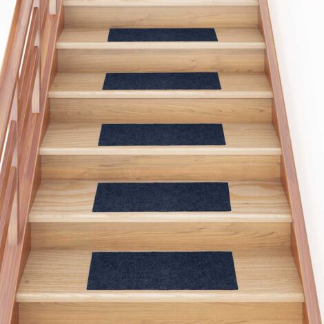 Felpudos autoadhesivos para escaleras, 30 unidades, 60 x 25 cm, rectangulares, color azul marino vidaXL