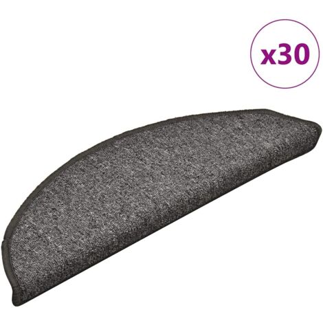 Felpudos para escaleras (30 unidades, 56 x 17 x 3 cm, gris oscuro, semicirculares) vidaXL