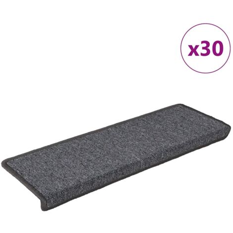 Alfombrillas para escaleras 30 unidades 65x21x4 cm Gris oscuro Borde rectangular vidaXL