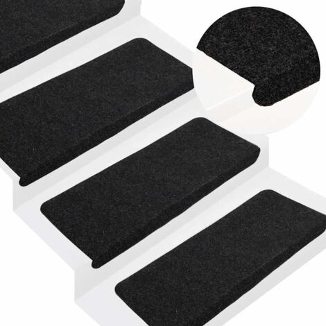 Alfombrilla autoadhesiva escalera 30 uds negro 65x24,5x3,5 cm vidaXL