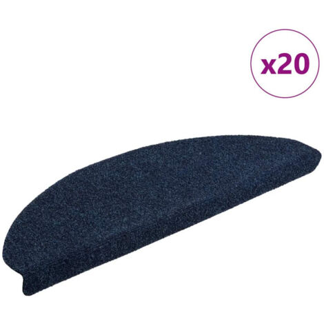 Felpudos autoadhesivos para escaleras, 20 unidades, 65 x 21 x 4 cm, color azul marino, semicirculares, grandes vidaXL