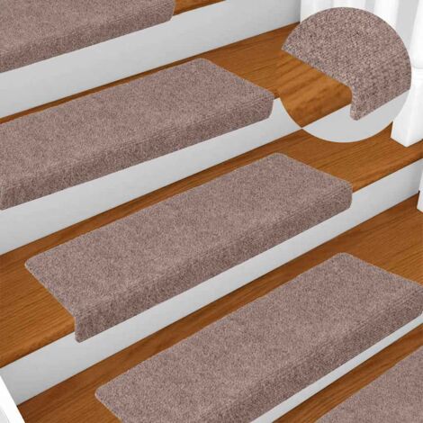 Felpudos autoadhesivos para escaleras, 30 unidades, 65 x 21 x 4 cm, color crema, borde rectangular vidaXL