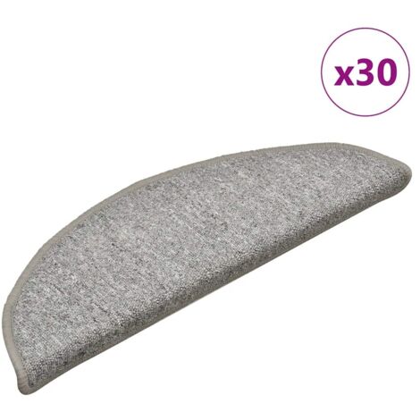 Felpudos para escaleras (30 unidades, 56 x 17 x 3 cm, gris claro, semicirculares) vidaXL