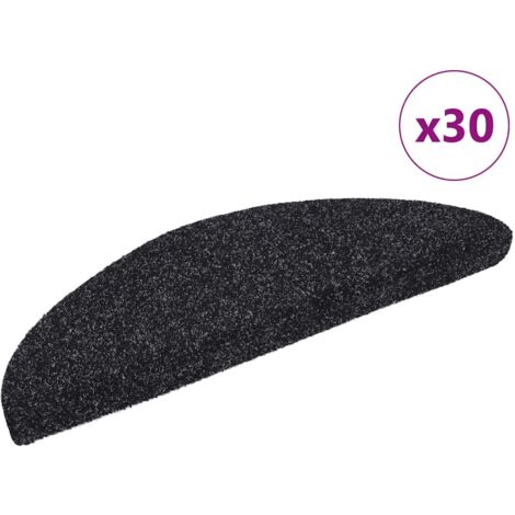 Felpudos autoadhesivos para escaleras, 30 unidades, 56 x 17 x 3 cm, negros, semicirculares vidaXL