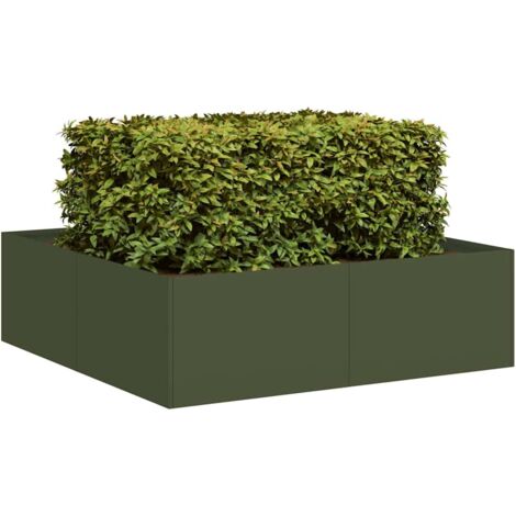 Jardinera acero verde oliva 100x100x30 cm vidaXL