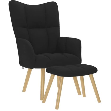 Sillón de relax con taburete tela negro vidaXL
