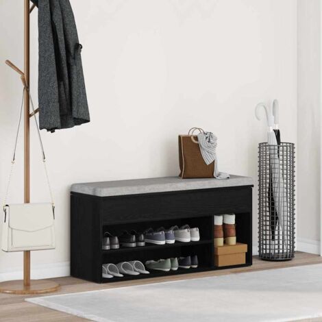 Banco zapatero roble negro 102x30,5x45 cm madera de ingeniería vidaXL