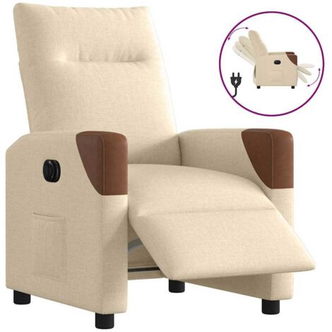 Sillón reclinable eléctrico de tela crema vidaXL