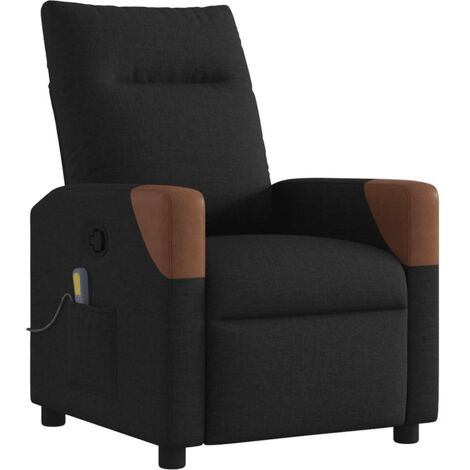 Sillón reclinable de masaje de tela negro vidaXL